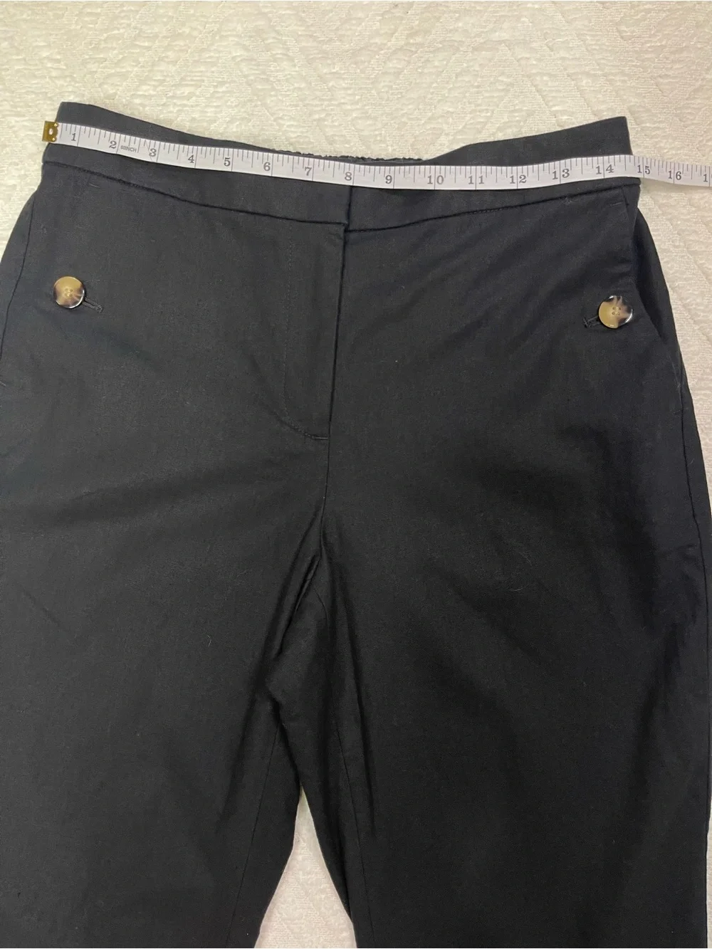 J. Crew Black Linen Cotton Sailor Pants Size 6 Elastic Waist Chinos Nautical